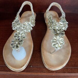 Icker Gold Sequence Dressy Flat Sandles